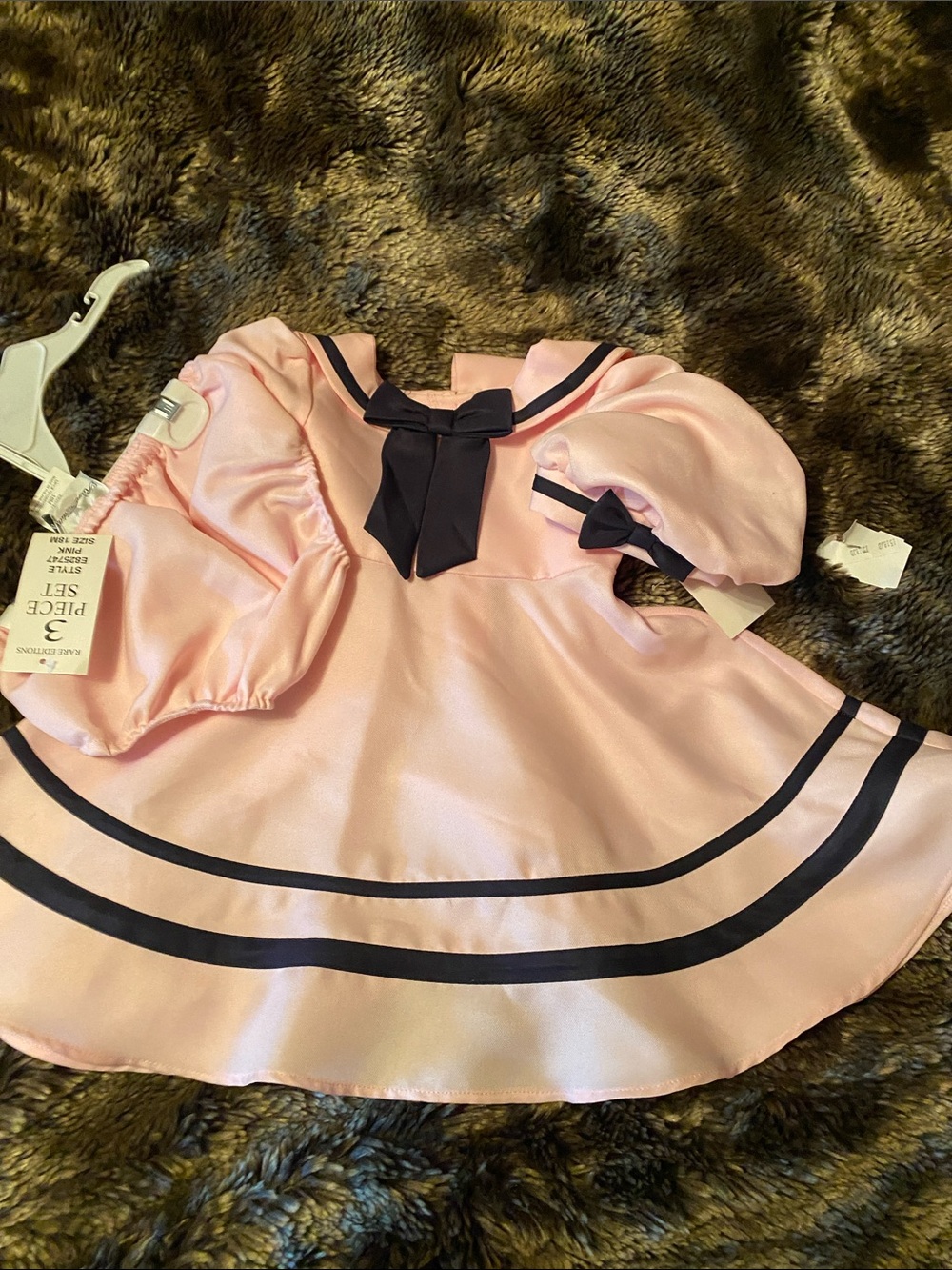Rare Editions Pink Sailor-Style Dress with Navy Trim